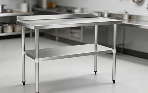 Stainless Steel Commercial Work Table with Backsplash and Undershelf