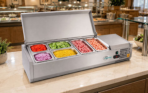 Commercial Countertop Refrigerated Prep Rail
