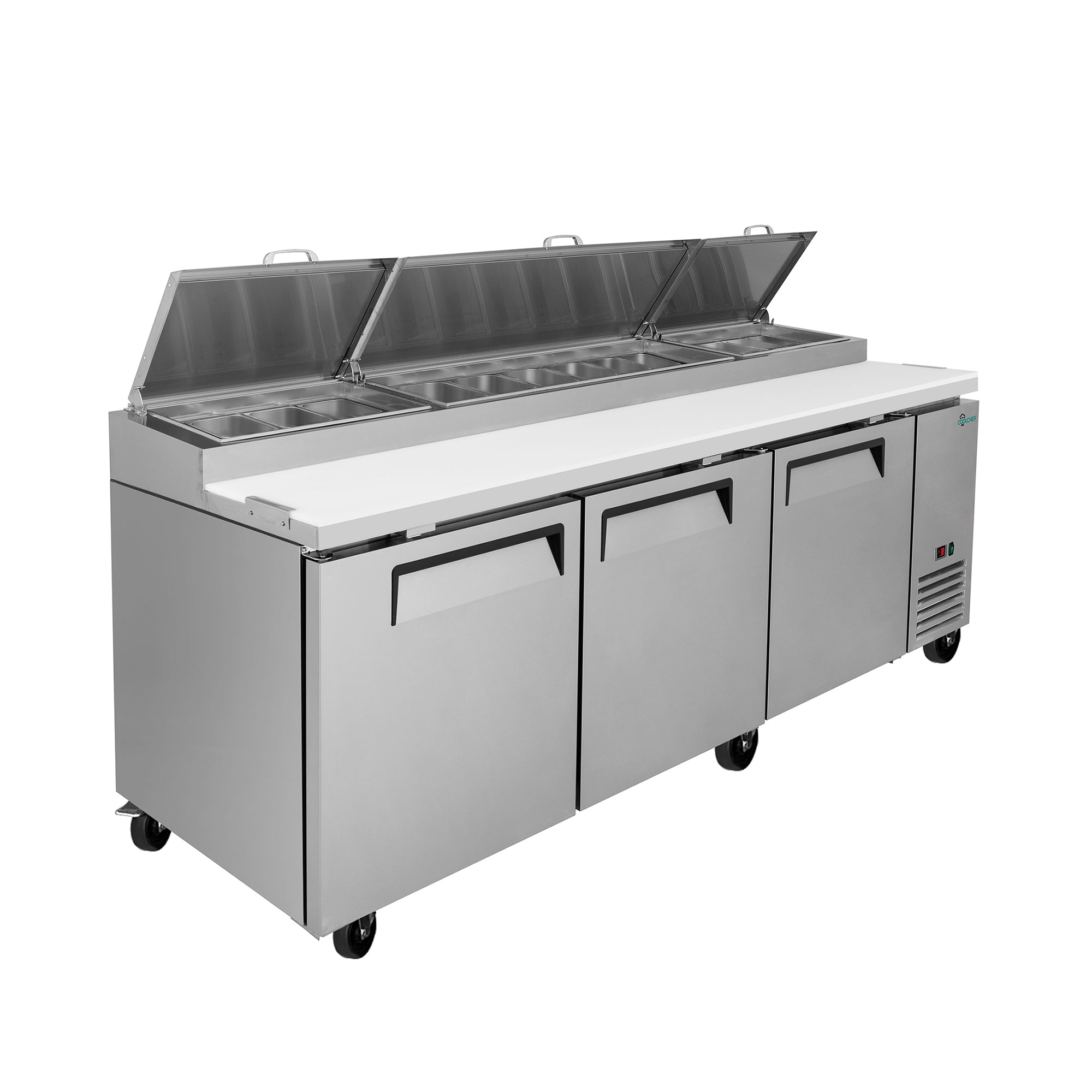 COOLCHEF 98" 3 Door Pizza Prep Refrigerator