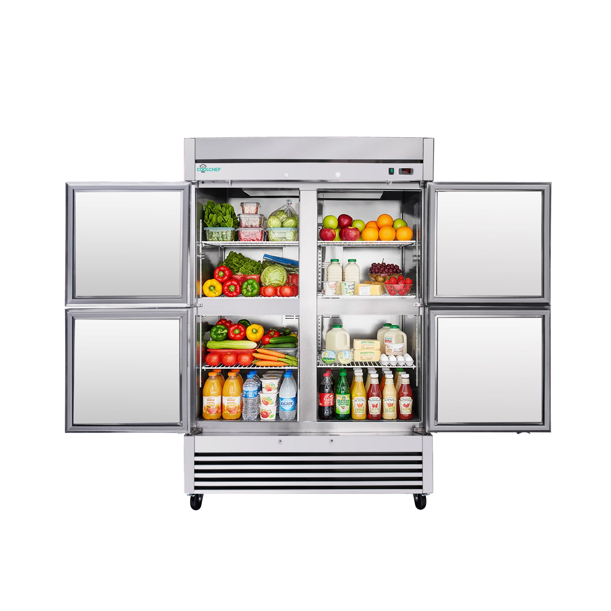 49 Cu Ft 54" Commercial 4 Half Door Reach-In Refrigerator ETL