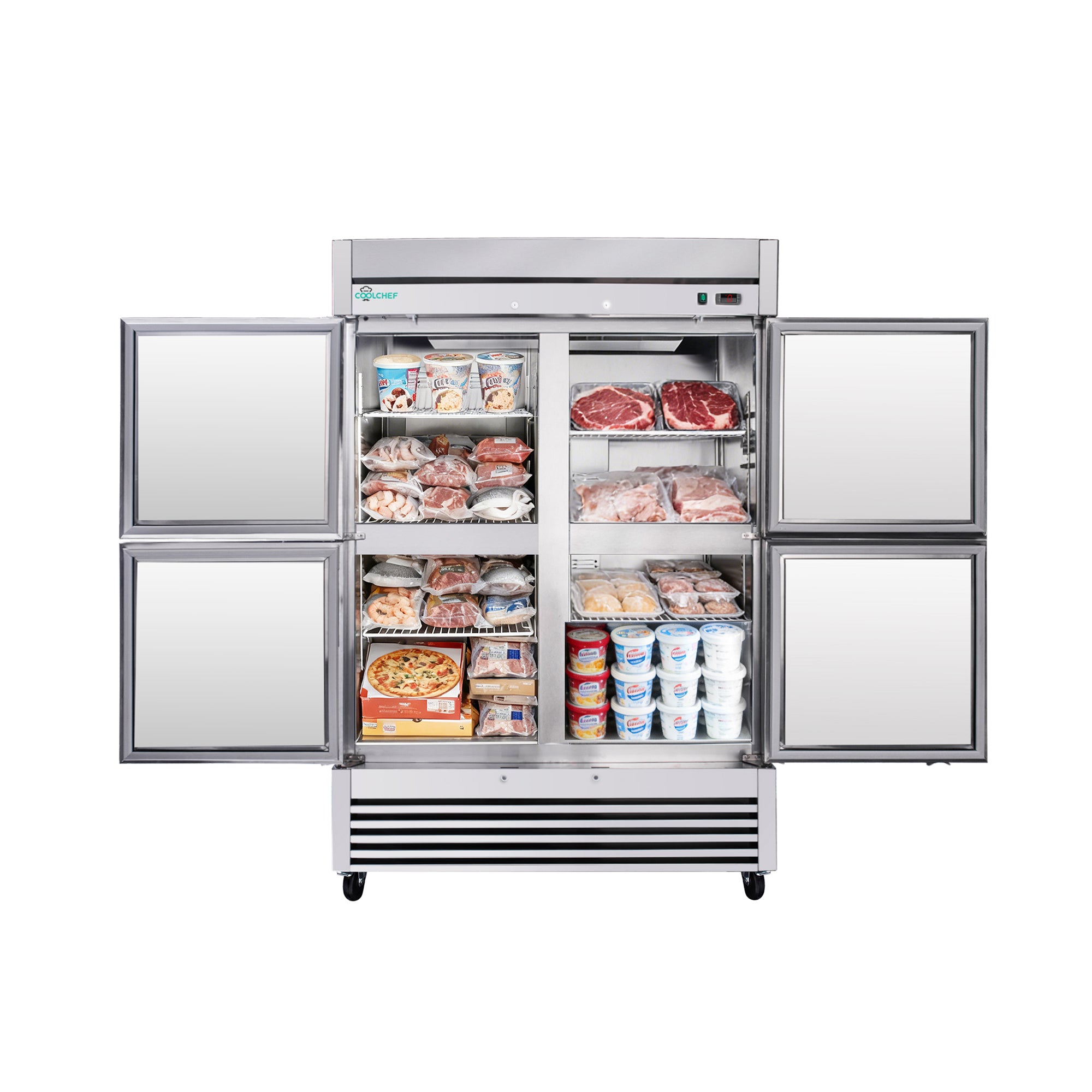 49 Cu Ft 54" Commercial 4 Half Door Reach-In Freezer -8–0°F ETL