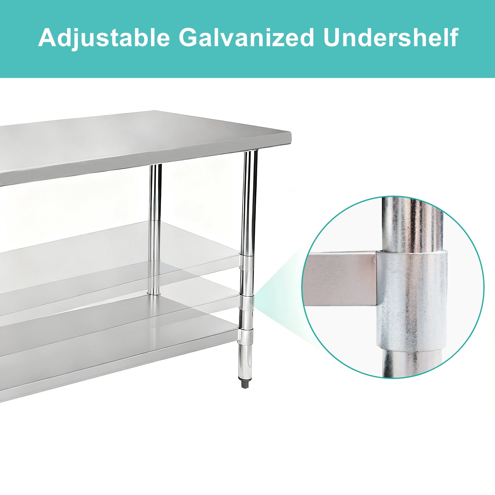 30" x 48" 30-Gauge Stainless Steel Commercial Work Table with 2" Backsplash and Undershelf