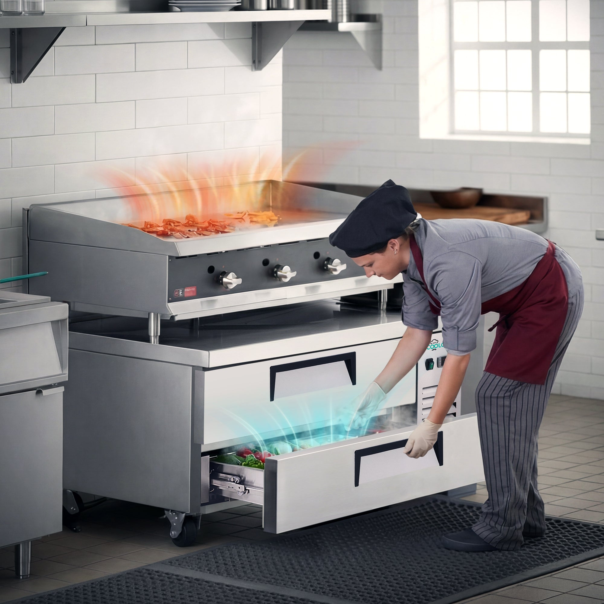 48" 2 Drawer Commercial Chef Base Refrigerator ETL