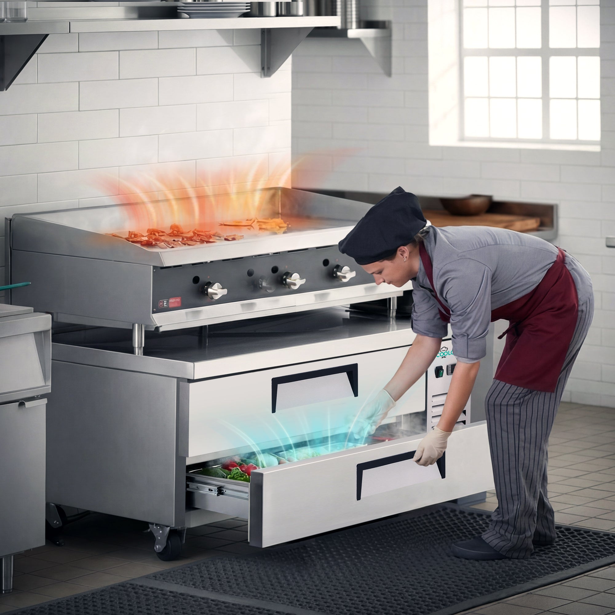 52" 2 Drawer Commercial Chef Base Refrigerator ETL