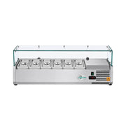 CoolChef 47-inch commercial refrigerated prep rail with glass guard