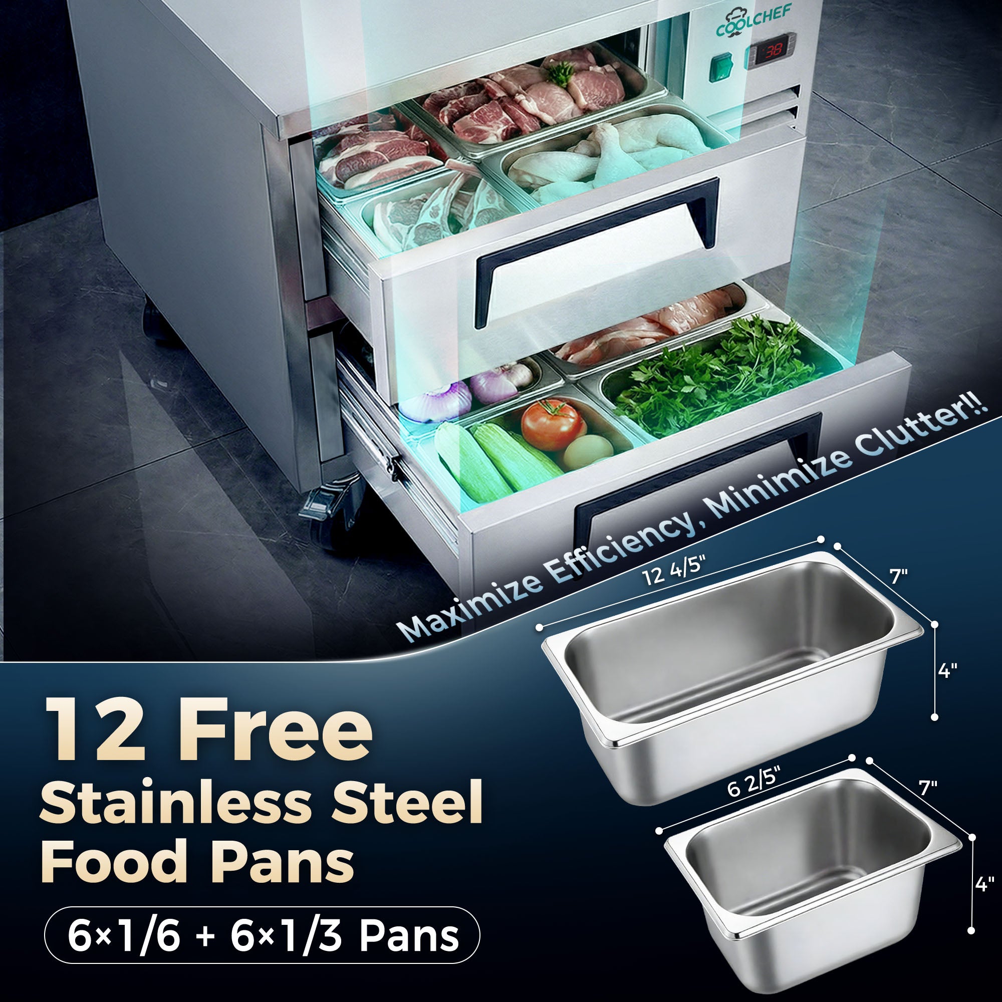 36" 2 Drawer Commercial Chef Base Refrigerator ETL