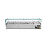59" Commercial Refrigerated Prep Rail with Glass Guard, 1.7 Cu.Ft, 7 x 1/4 GN Pans, R290 ETL