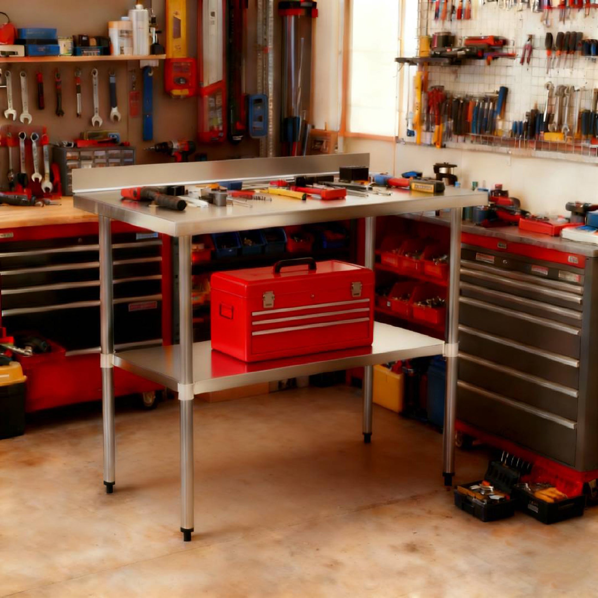 30" x 48" 30-Gauge Stainless Steel Commercial Work Table with 2" Backsplash and Undershelf