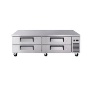 CoolChef 82-inch 4-drawer commercial chef base refrigerator, front view