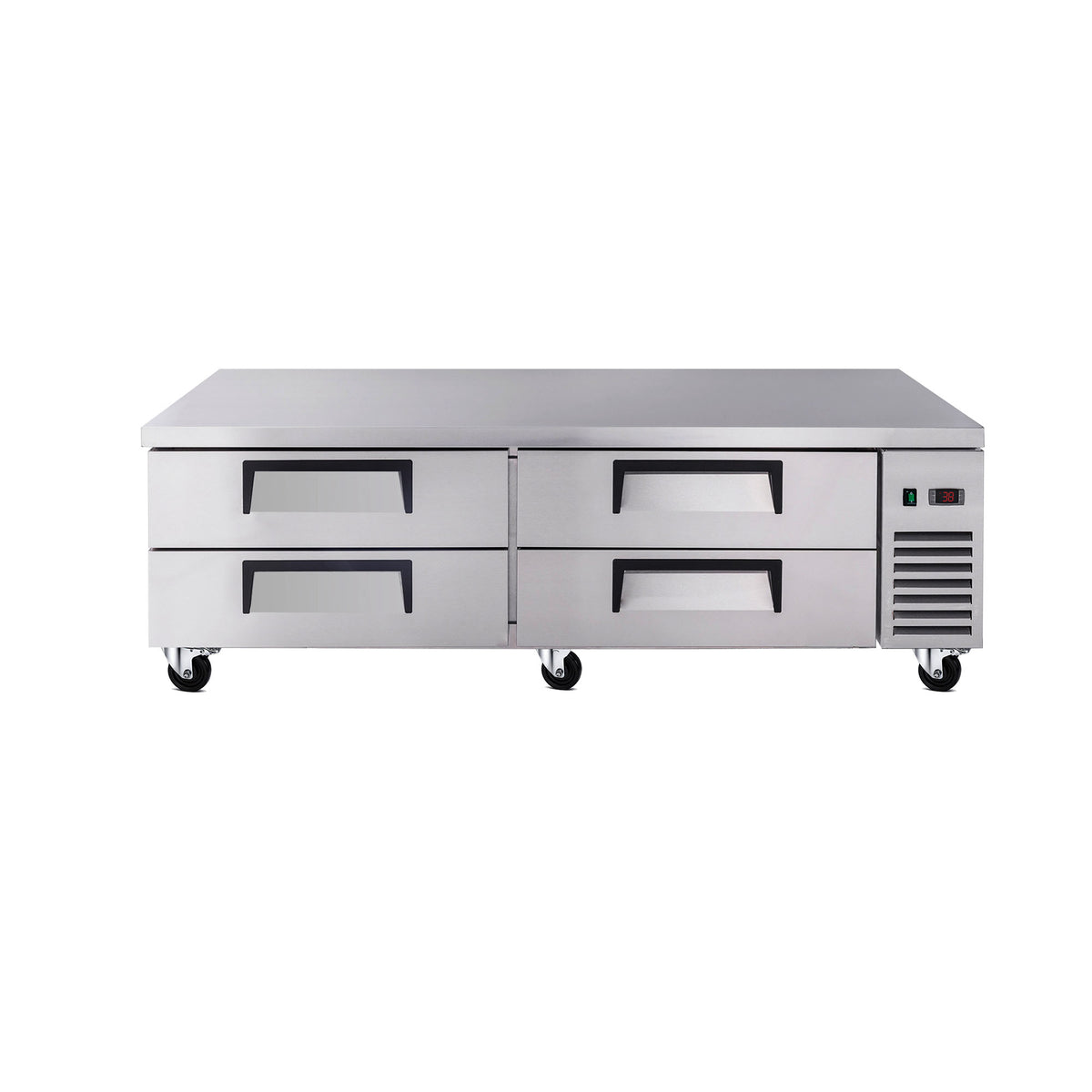 CoolChef 82-inch 4-drawer commercial chef base refrigerator, front view