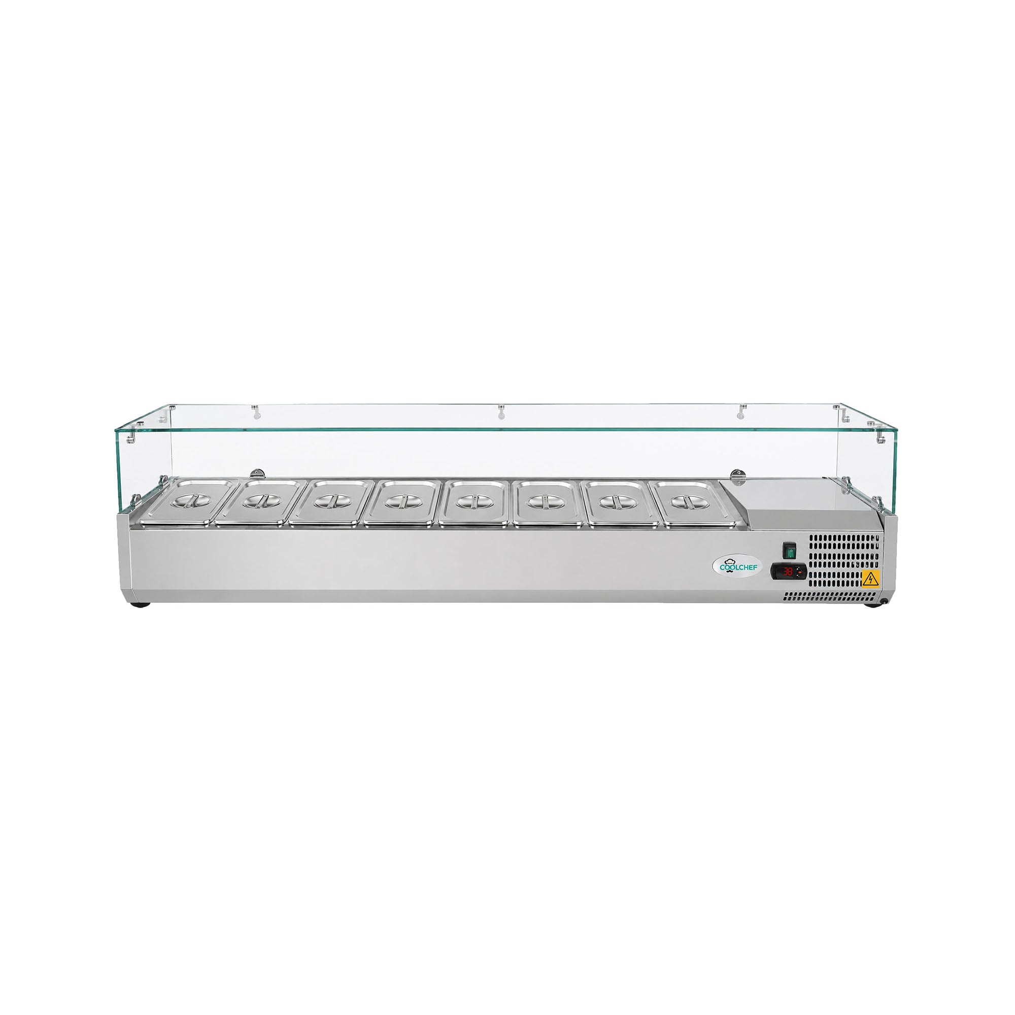 71” Commercial Refrigerated Prep Rail 2.1 Cu.Ft Sandwich Salad Condiment Station Glass Guard ETL