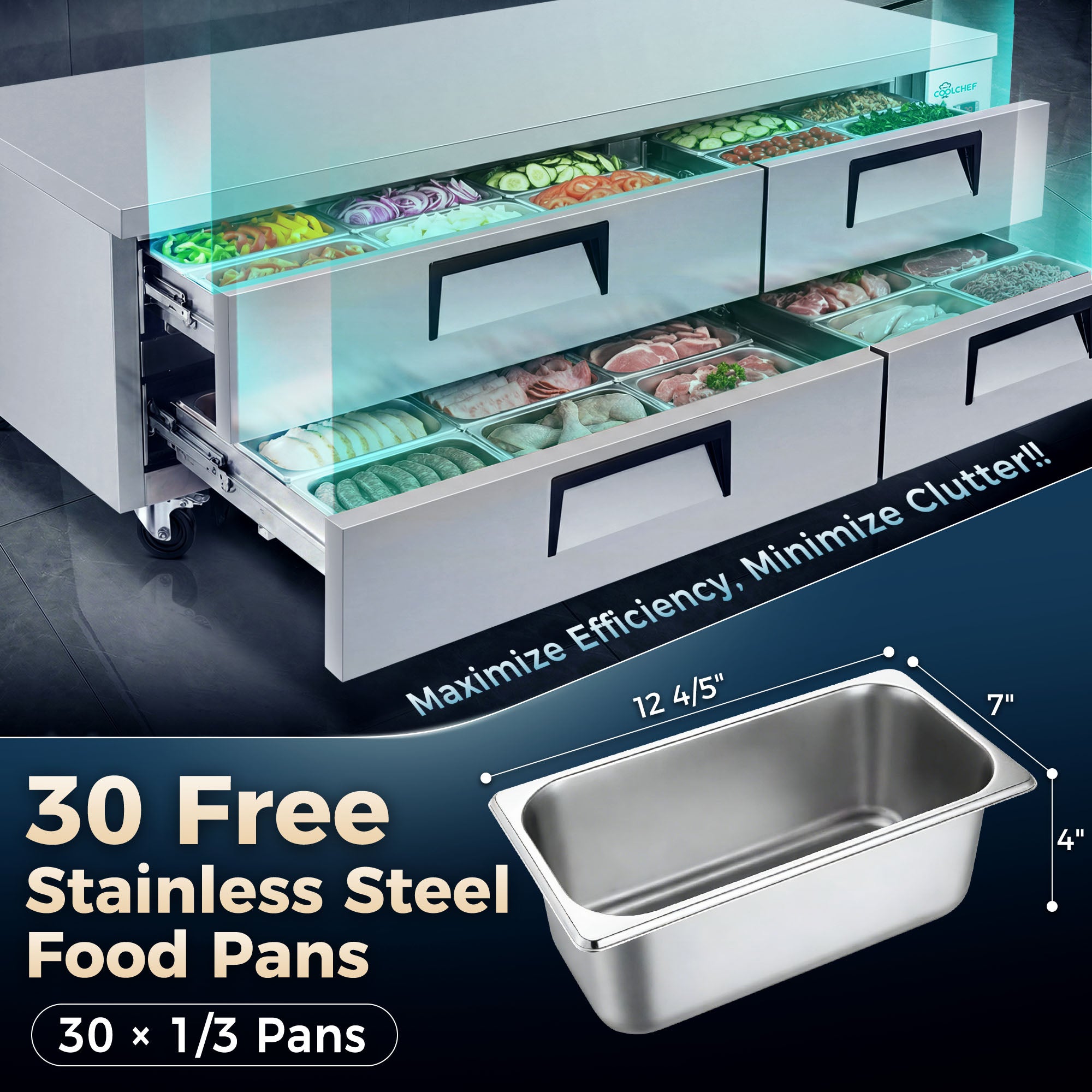 82" 4 Drawer Commercial Chef Base Refrigerator ETL