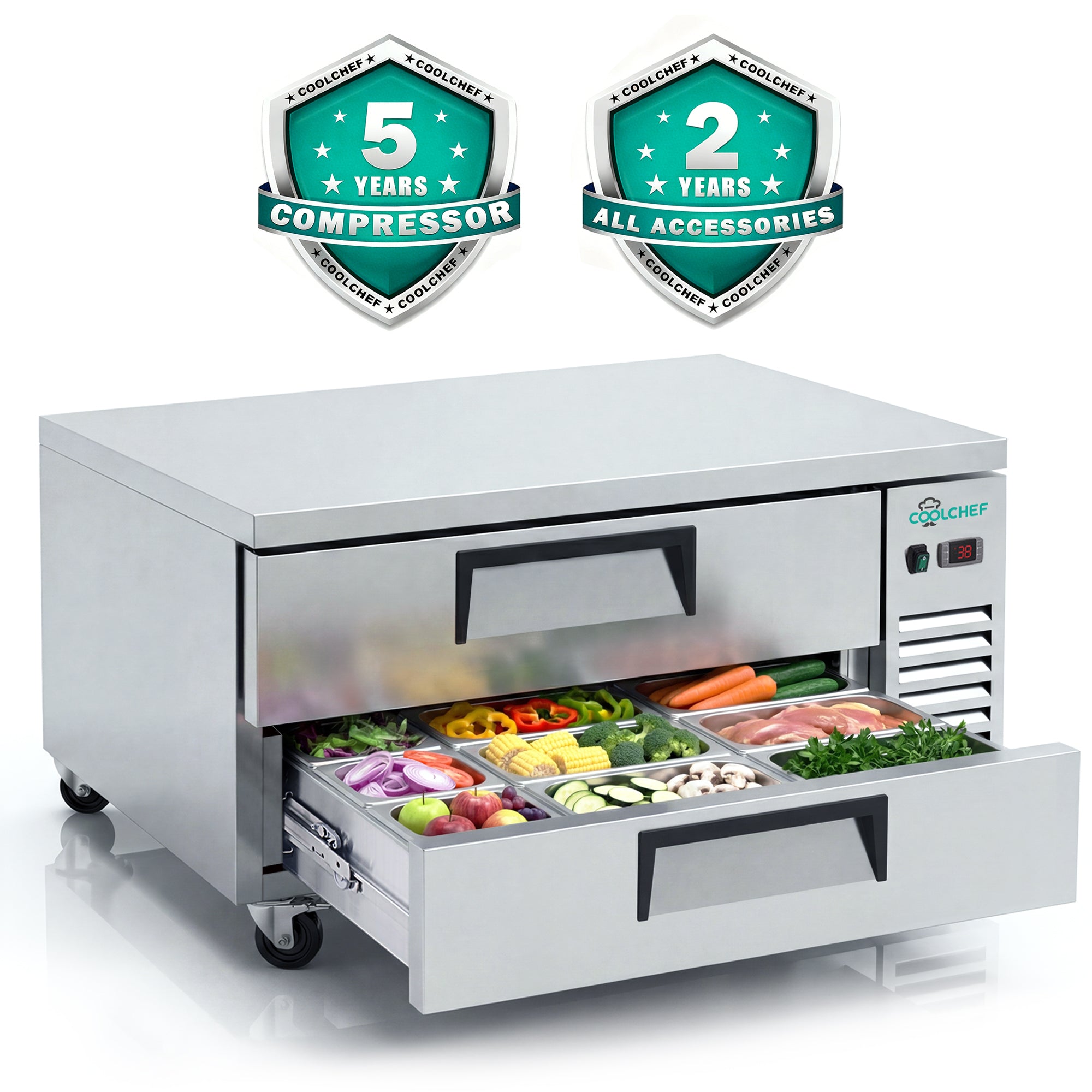 48" 2 Drawer Commercial Chef Base Refrigerator ETL