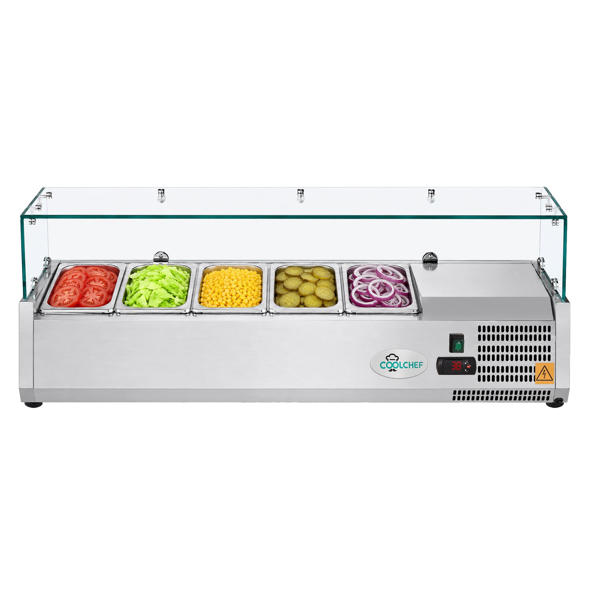 CoolChef countertop refrigerated prep station holding fresh sandwich toppings