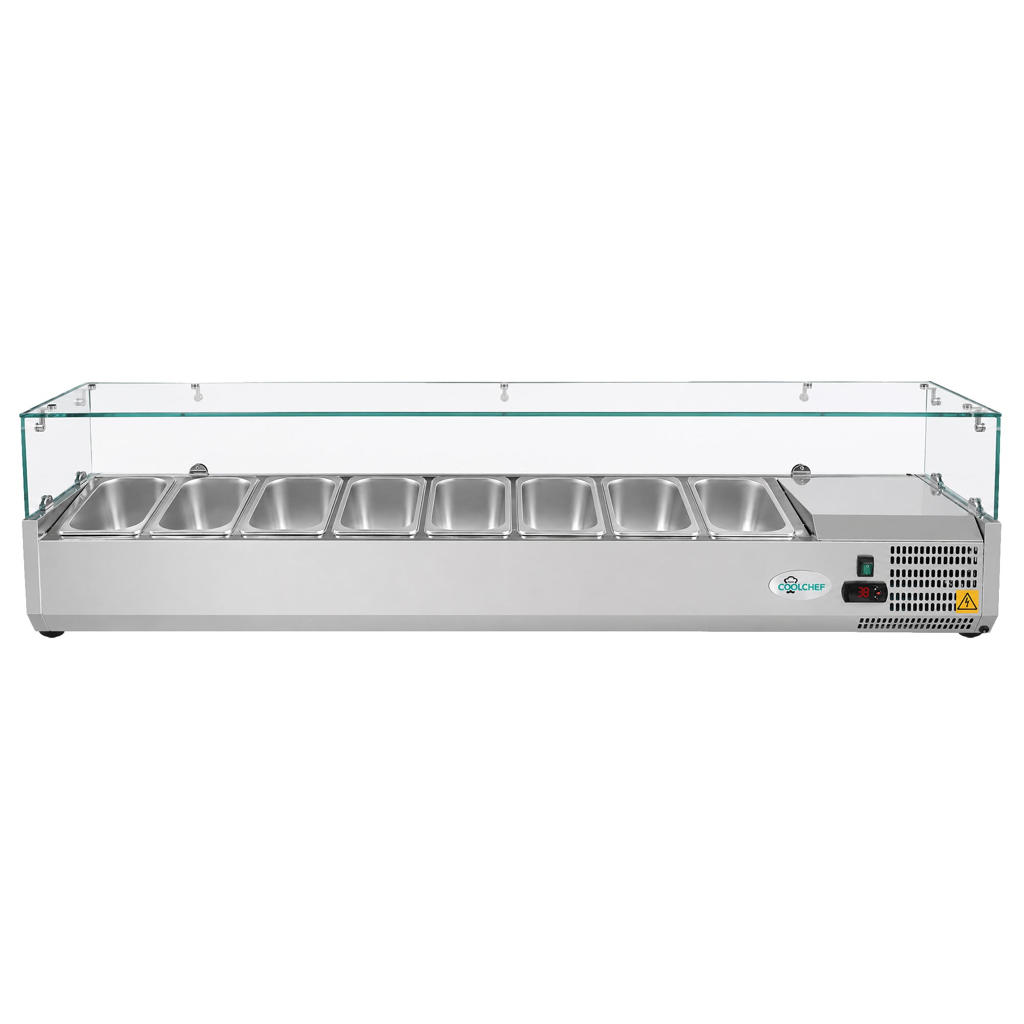 71” Commercial Refrigerated Prep Rail 2.1 Cu.Ft Sandwich Salad Condiment Station Glass Guard ETL