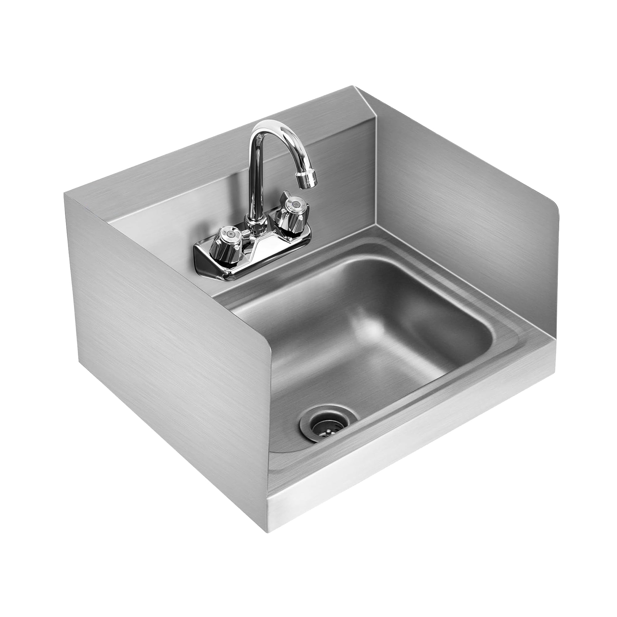 COOLCHEF 17" x 15" Wall-Mounted Hand Sink with Gooseneck Faucet & Side Splash