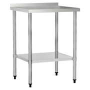 24" x 24" 24-Gauge Stainless Steel Commercial Work Table with 2" Backsplash and Undershelf