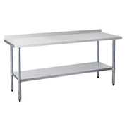 24" x 72" 24-Gauge Stainless Steel Commercial Work Table with 2" Backsplash and Undershelf