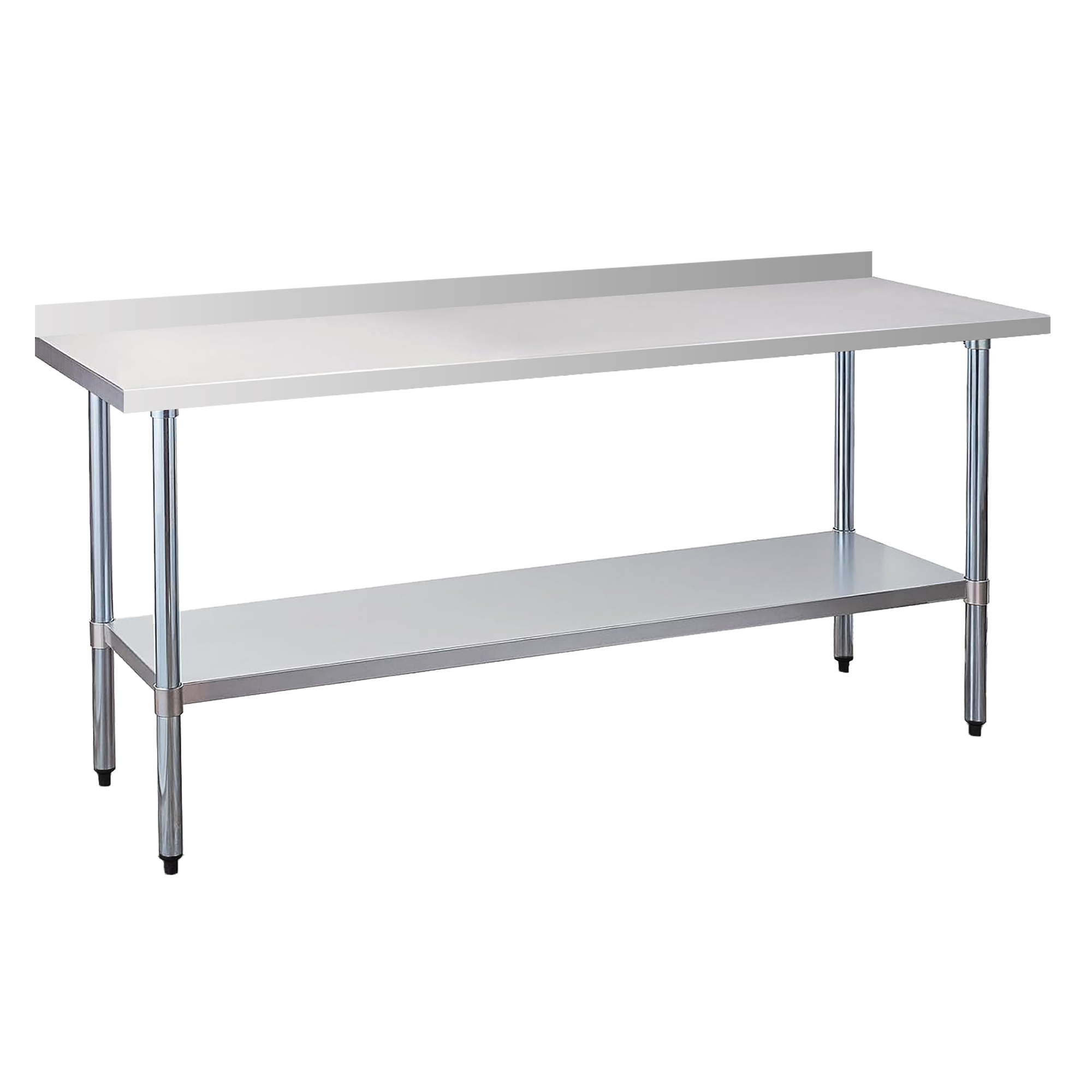 24" x 72" 24-Gauge Stainless Steel Commercial Work Table with 2" Backsplash and Undershelf