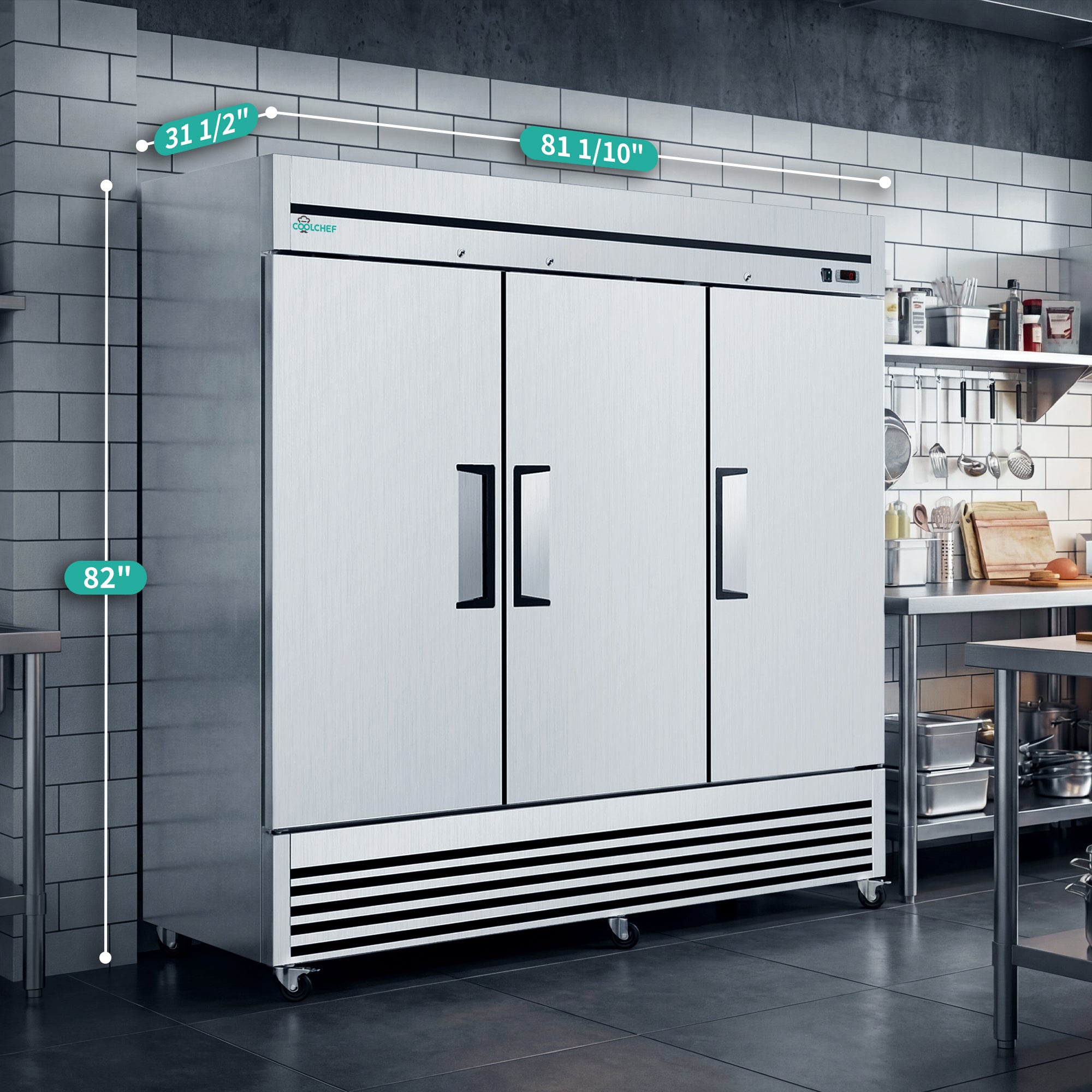 72 Cu Ft 3 Door Commercial Reach In Freezer ETL