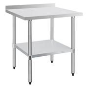 30" x 30" 30-Gauge Stainless Steel Commercial Work Table with 2" Backsplash and Undershelf