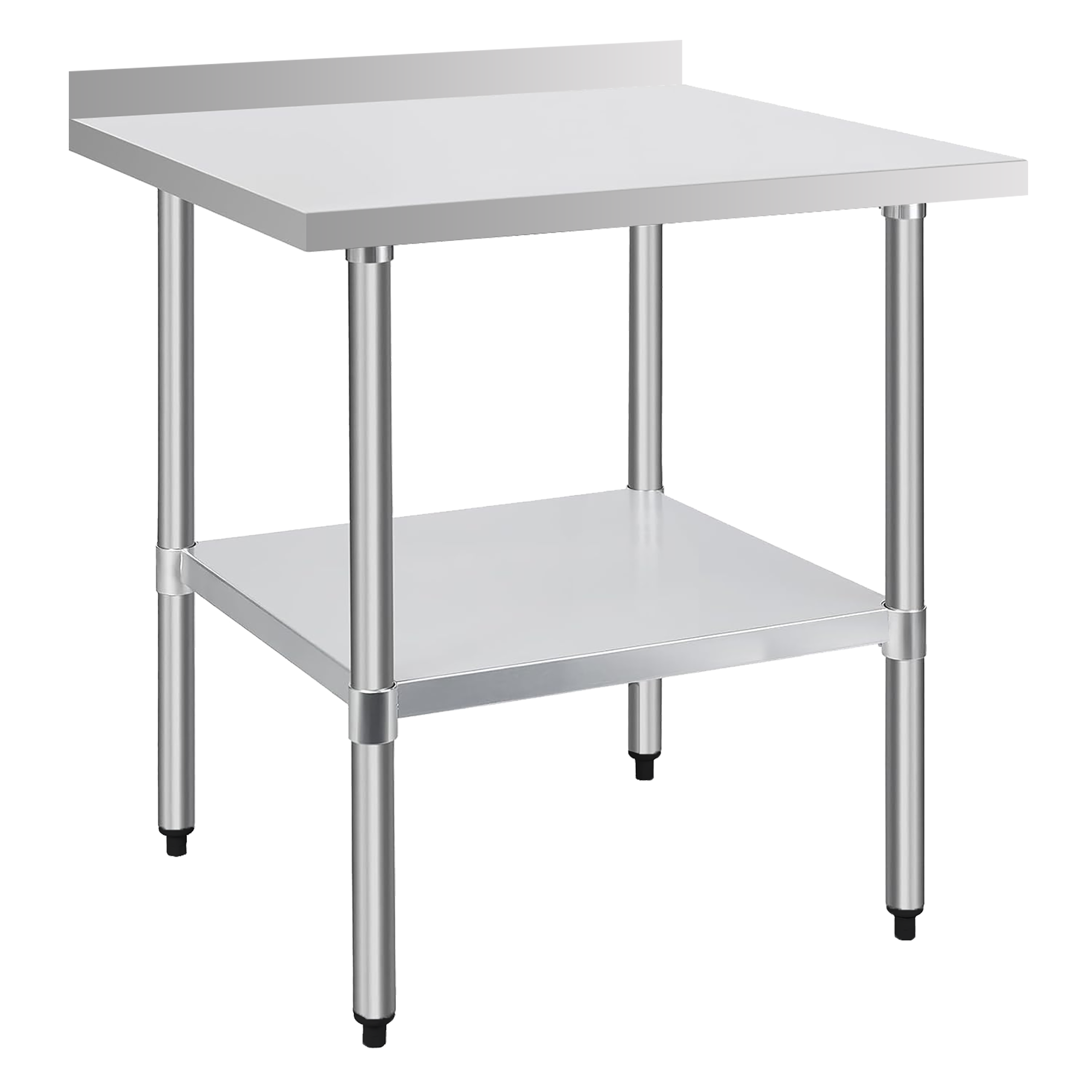 30" x 30" 30-Gauge Stainless Steel Commercial Work Table with 2" Backsplash and Undershelf