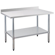 30" x 48" 30-Gauge Stainless Steel Commercial Work Table with 2" Backsplash and Undershelf