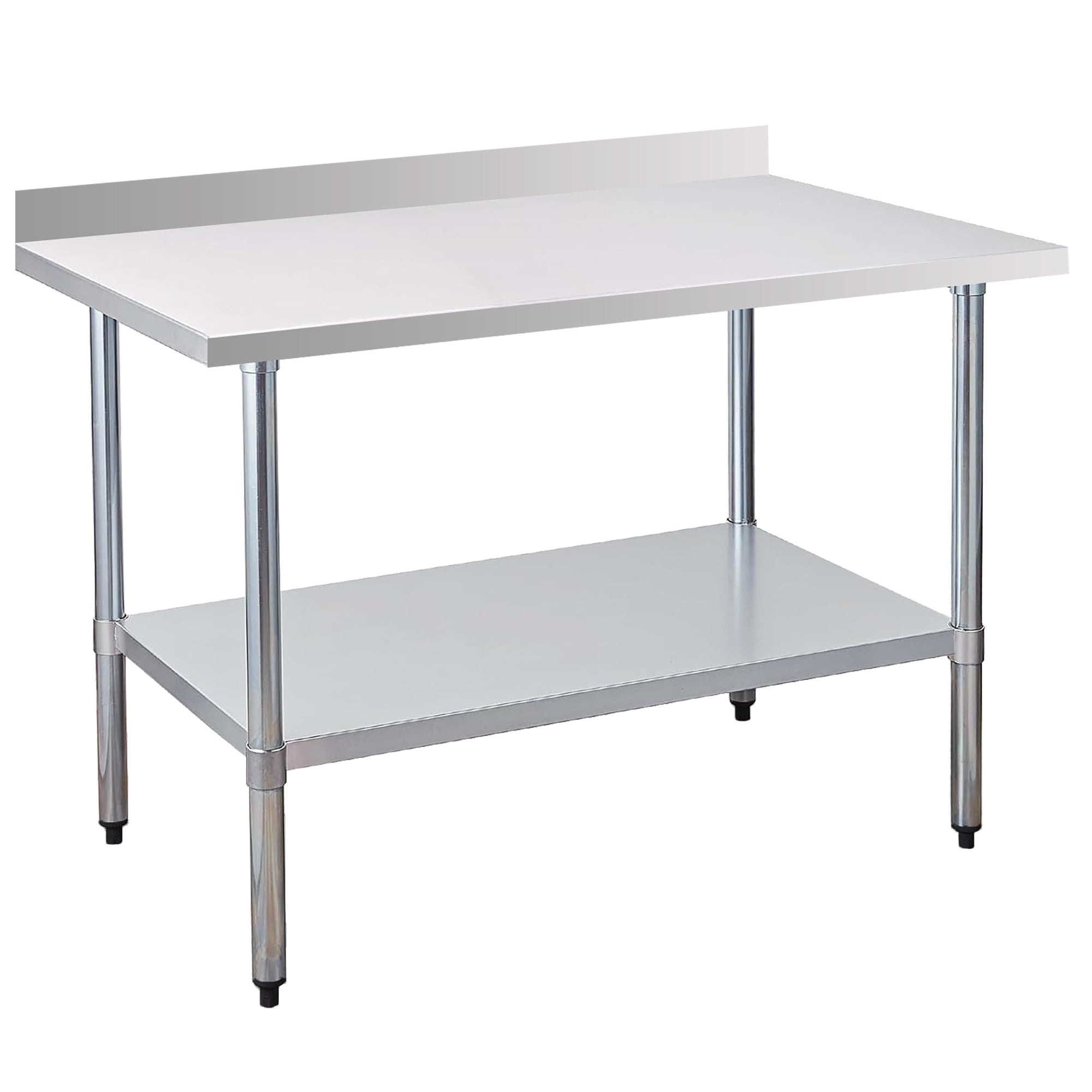 30" x 48" 30-Gauge Stainless Steel Commercial Work Table with 2" Backsplash and Undershelf