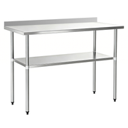 30" x 72" 30-Gauge Stainless Steel Commercial Work Table with 2" Backsplash and Undershelf