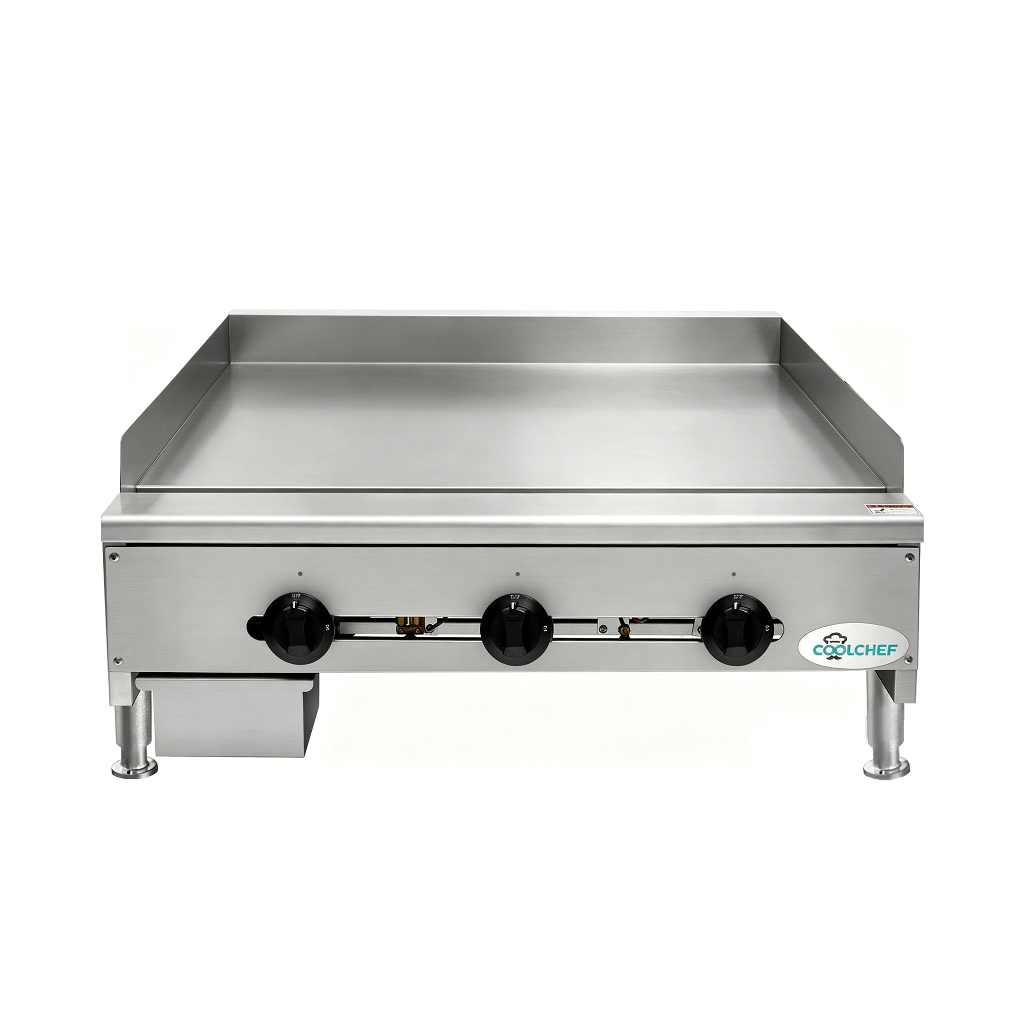 COOLCHEF 36”Commercial Gas Griddle,90,000 BTU Countertop Flat Top Grill, 3 Independent Burners, Heavy-Duty Stainless Steel Construction, NG/LP Convertible, ETL Certified