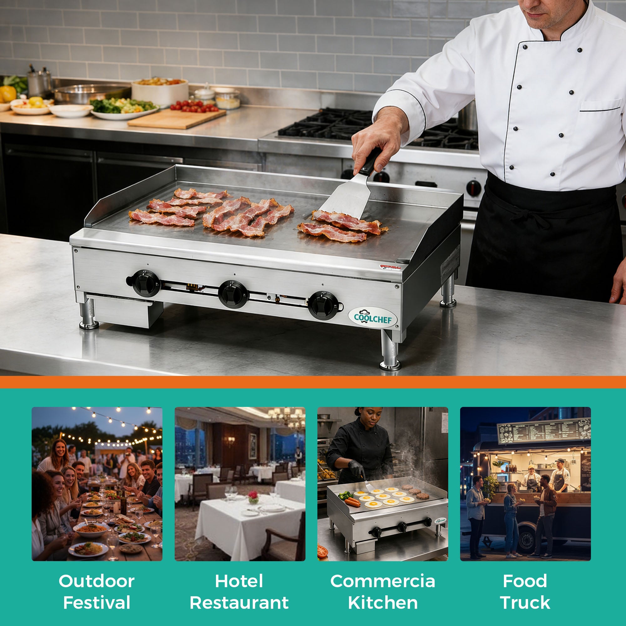 36" 90,000 BTU Commercial Gas Griddle 3 Burner CSA