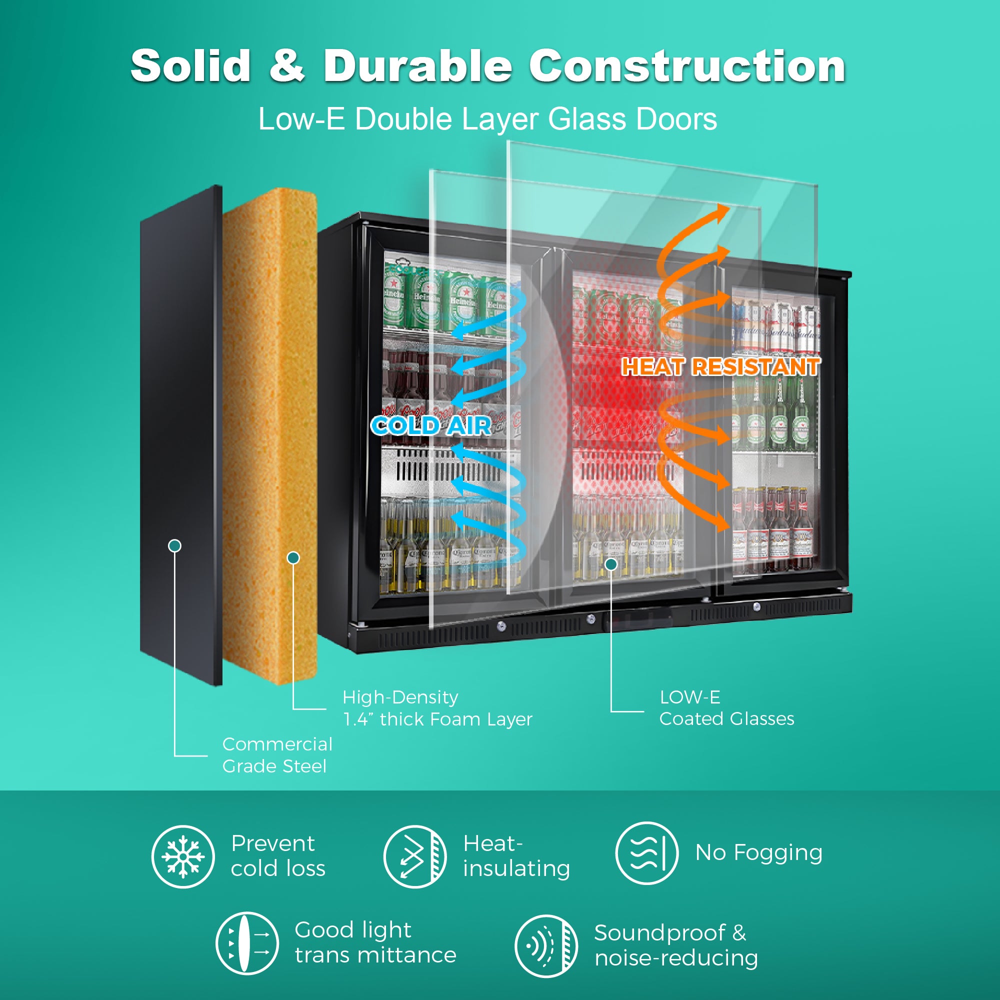 12.2 Cu Ft Commercial Back Bar Cooler Triple Glass Door 33-41F