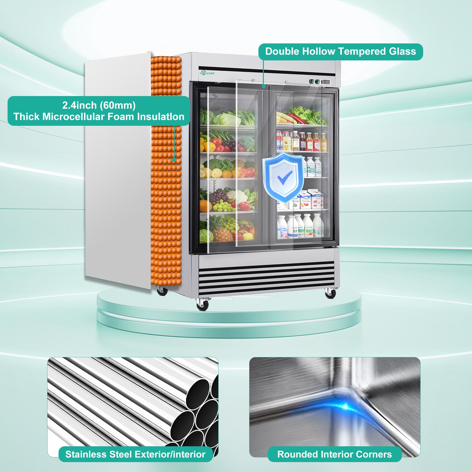 49 Cu Ft Commercial Glass Door Merchandiser 33-40°F ETL