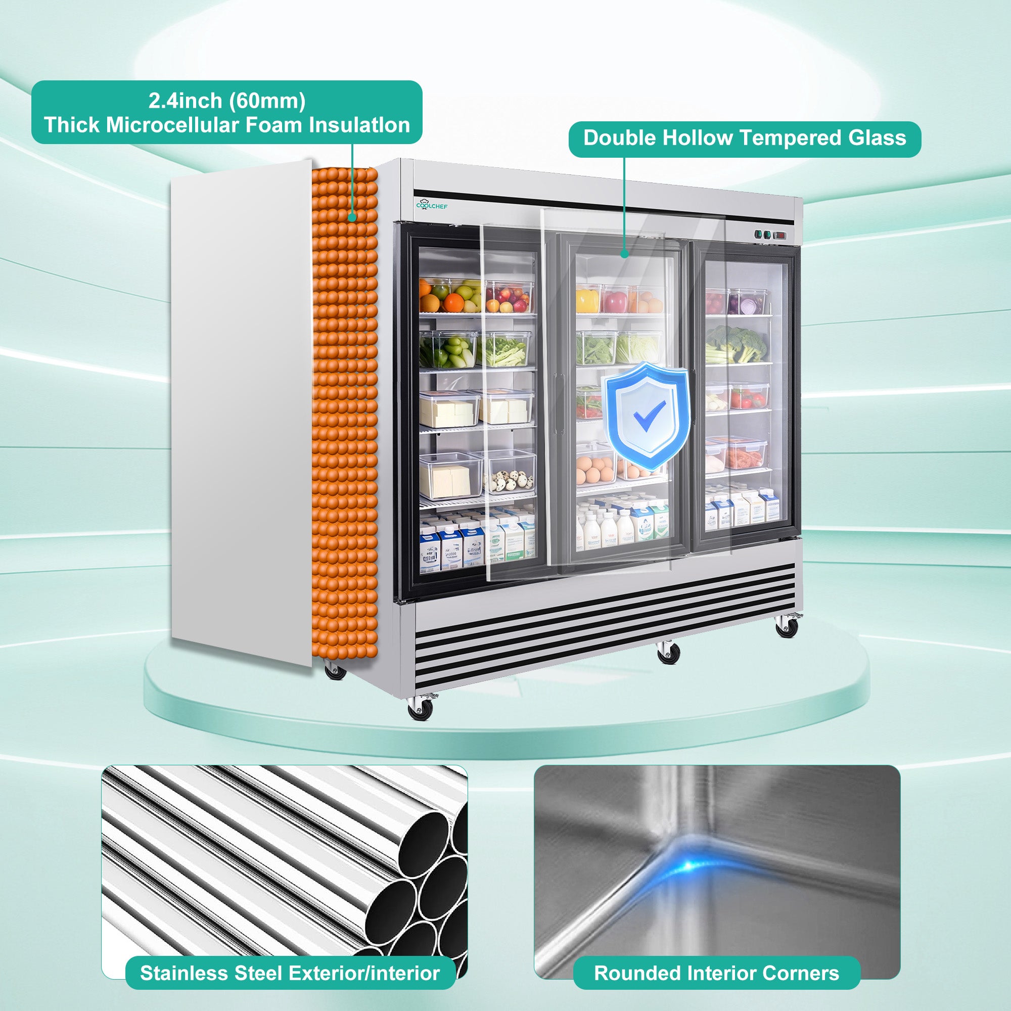 72 Cu Ft Commercial Glass Door Merchandiser 33-40°F ETL