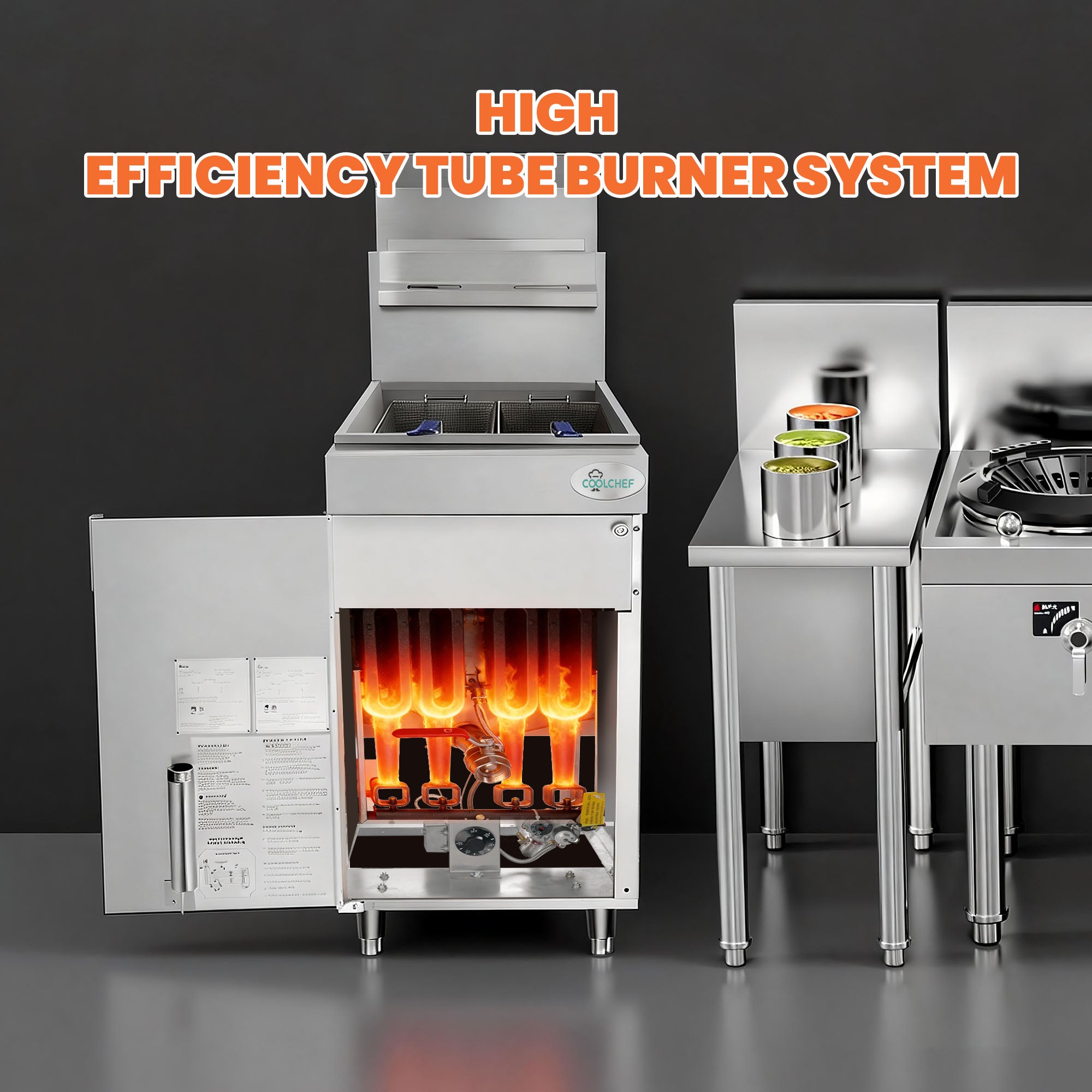 120,000 BTU 4 Burner Commercial Gas Fryer 40-50 lb LP