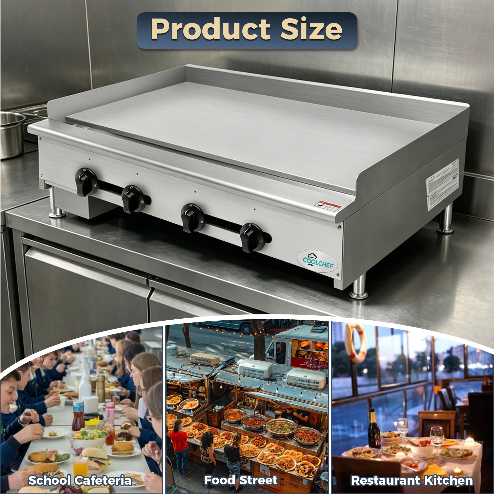 48" 120,000 BTU Commercial Gas Griddle 4 Burner