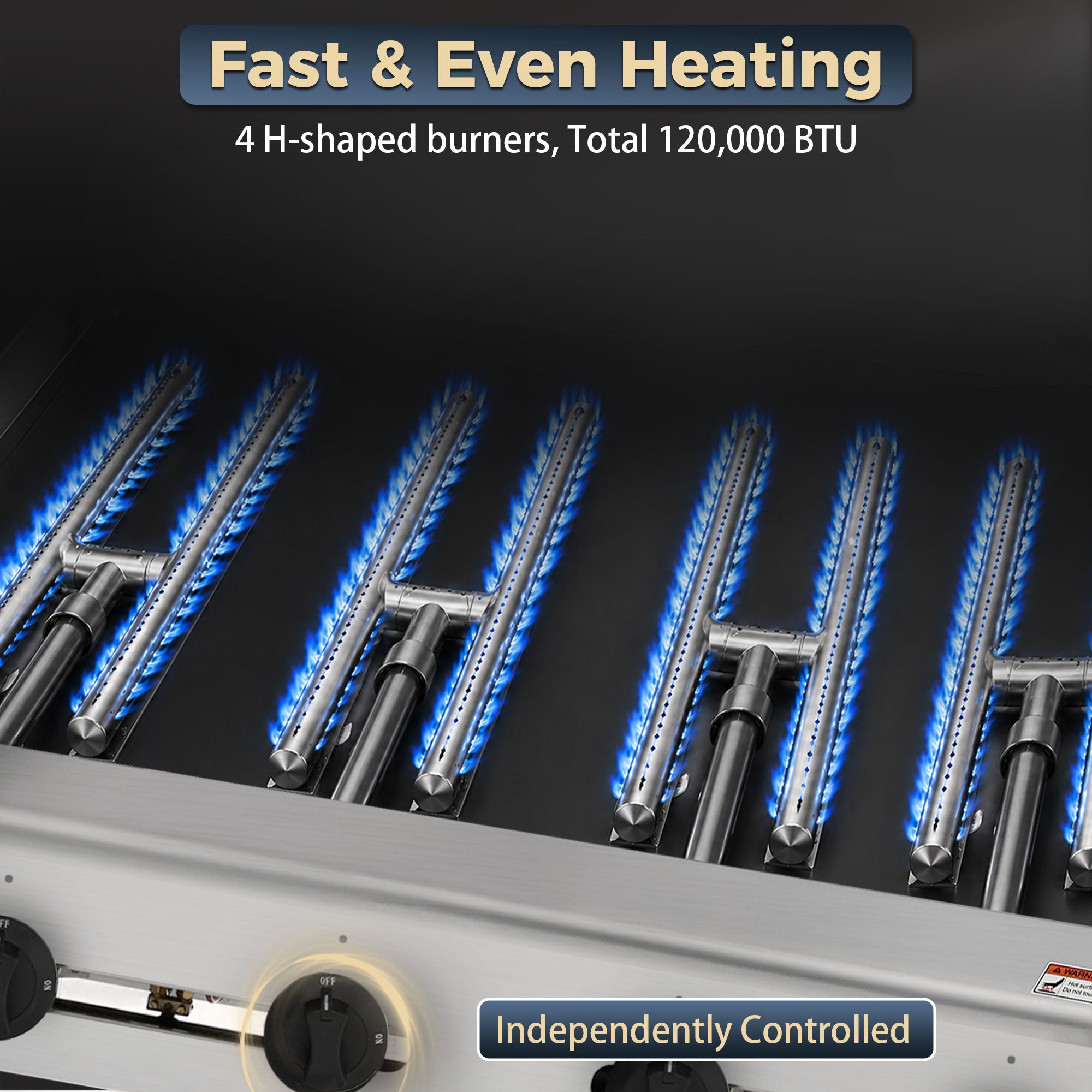 48" 120,000 BTU Commercial Gas Griddle 4 Burner
