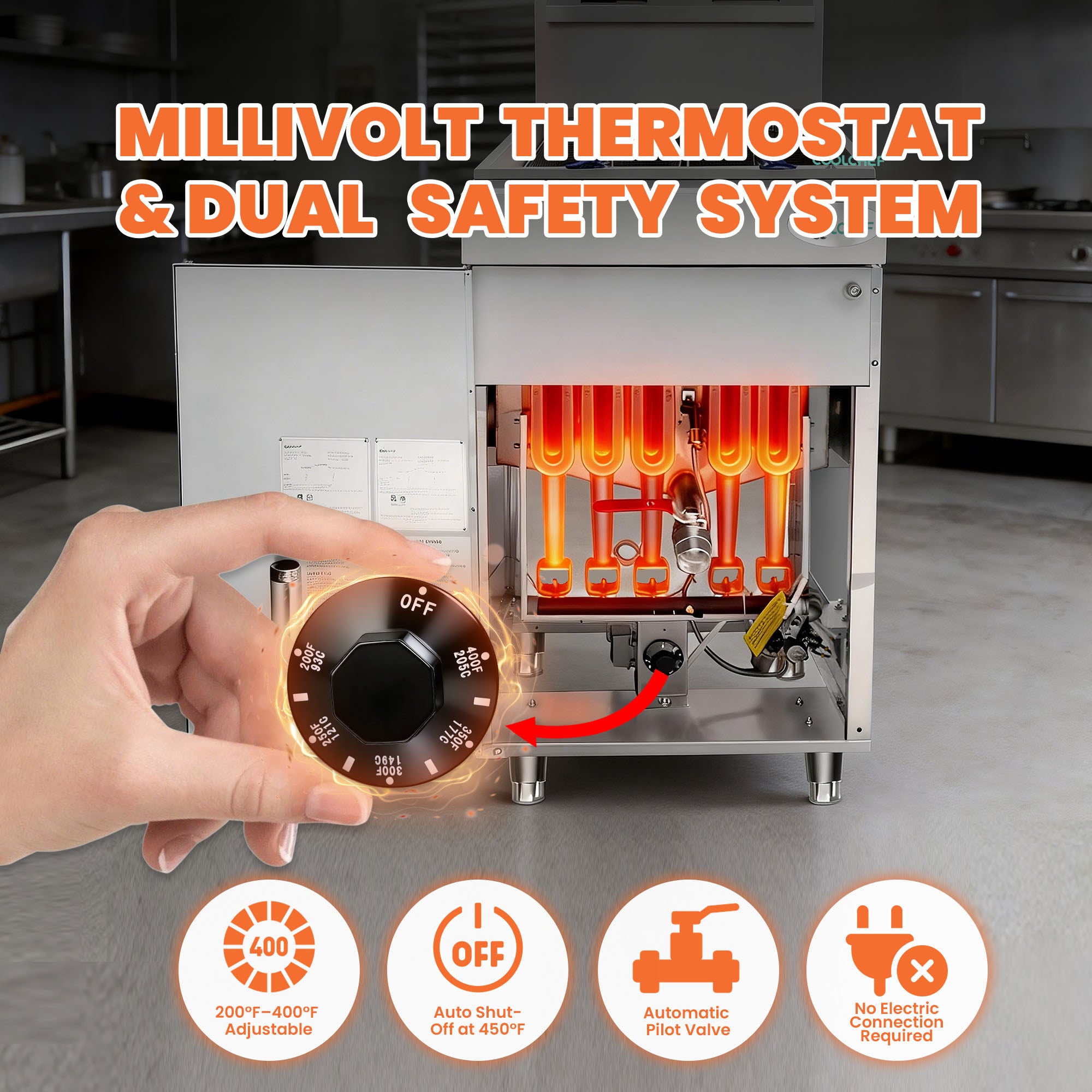 150,000 BTU 5 Burner Commercial Gas Fryer 75-80 lb LP