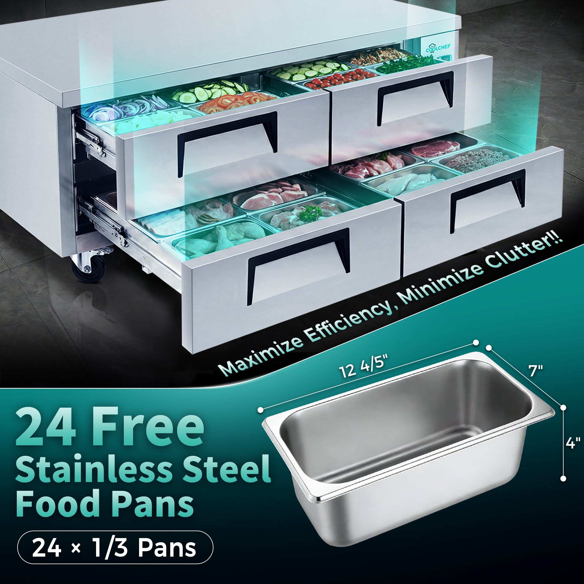 82" 4 Drawer Commercial Chef Base Refrigerator ETL