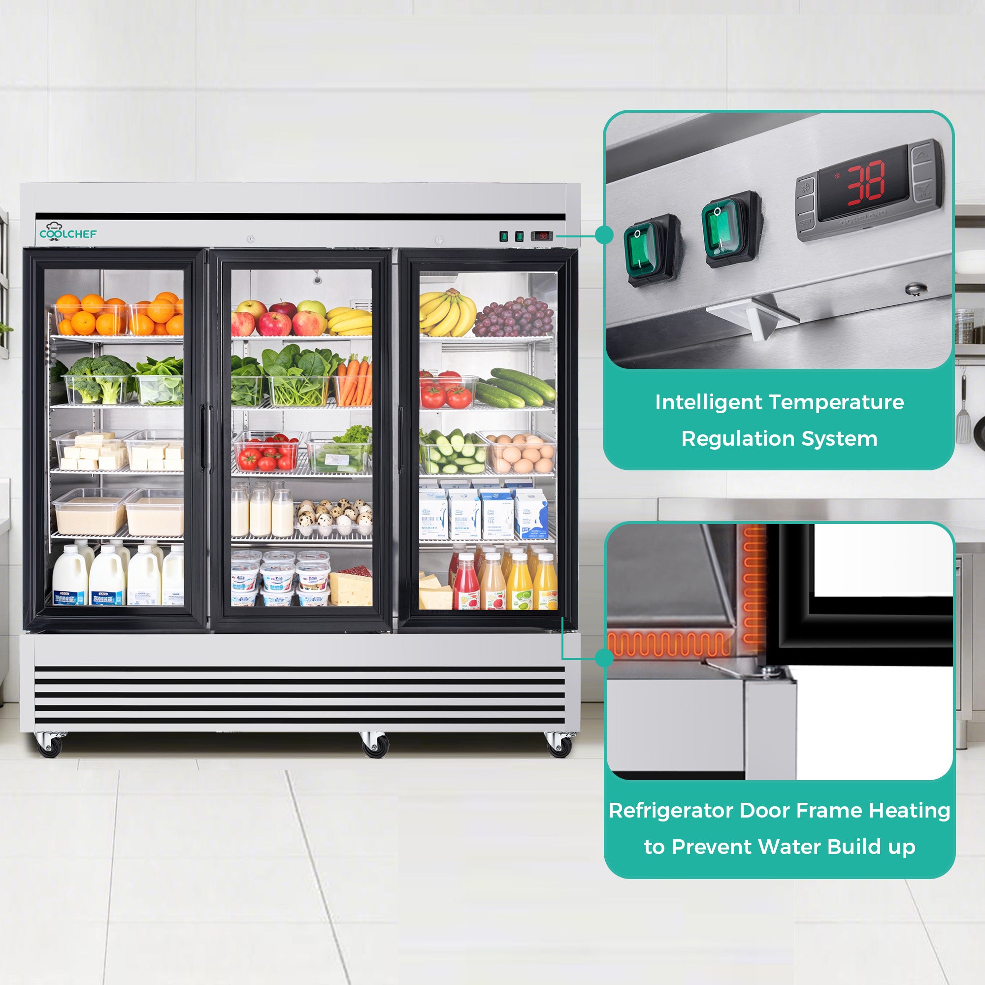 72 Cu Ft Commercial Glass Door Merchandiser 33-40°F ETL