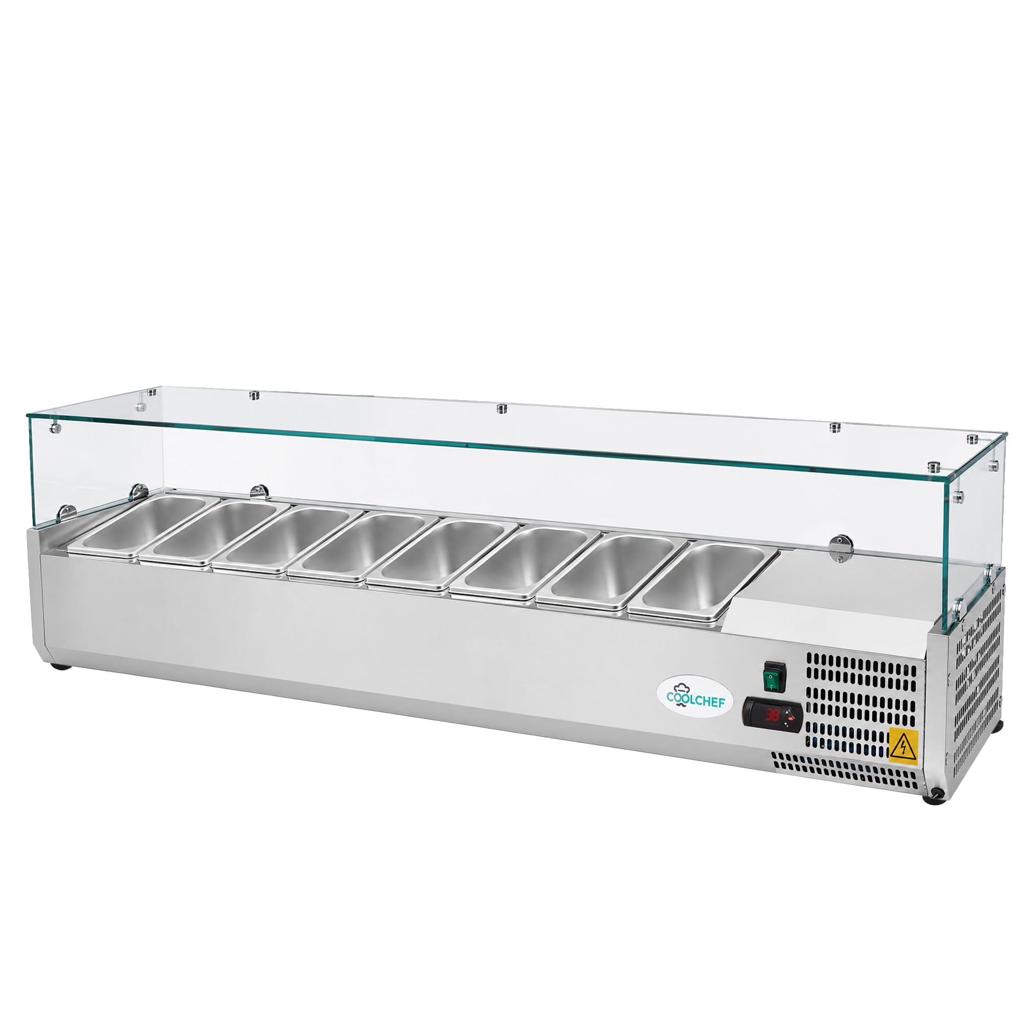 71” Commercial Refrigerated Prep Rail 2.1 Cu.Ft Sandwich Salad Condiment Station Glass Guard ETL