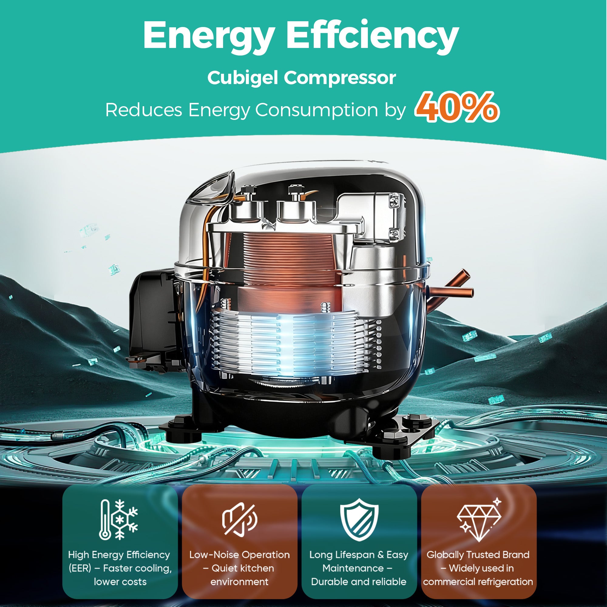 49 Cu Ft 54" Commercial 4 Half Door Reach-In Refrigerator ETL