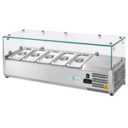 COOLCHEF 47" Refrigerated Condiment Prep Station, Countertop Topping Cooler, Includes 5 x 1/4 GN Pans, 35-50°F R290