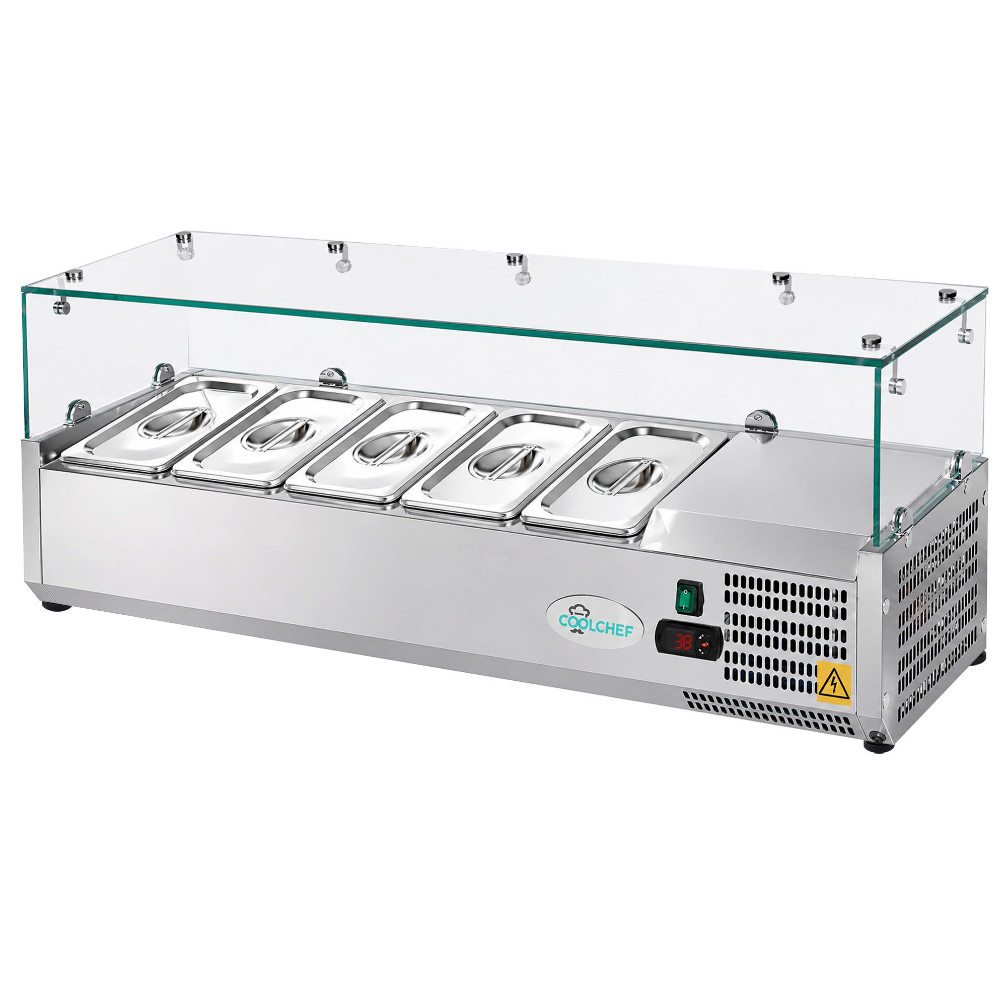 47" Commercial Refrigerated Prep Rail with Sneeze Guard, 1.2 Cu.Ft, 5 x 1/4 GN Pans, R290 ETL