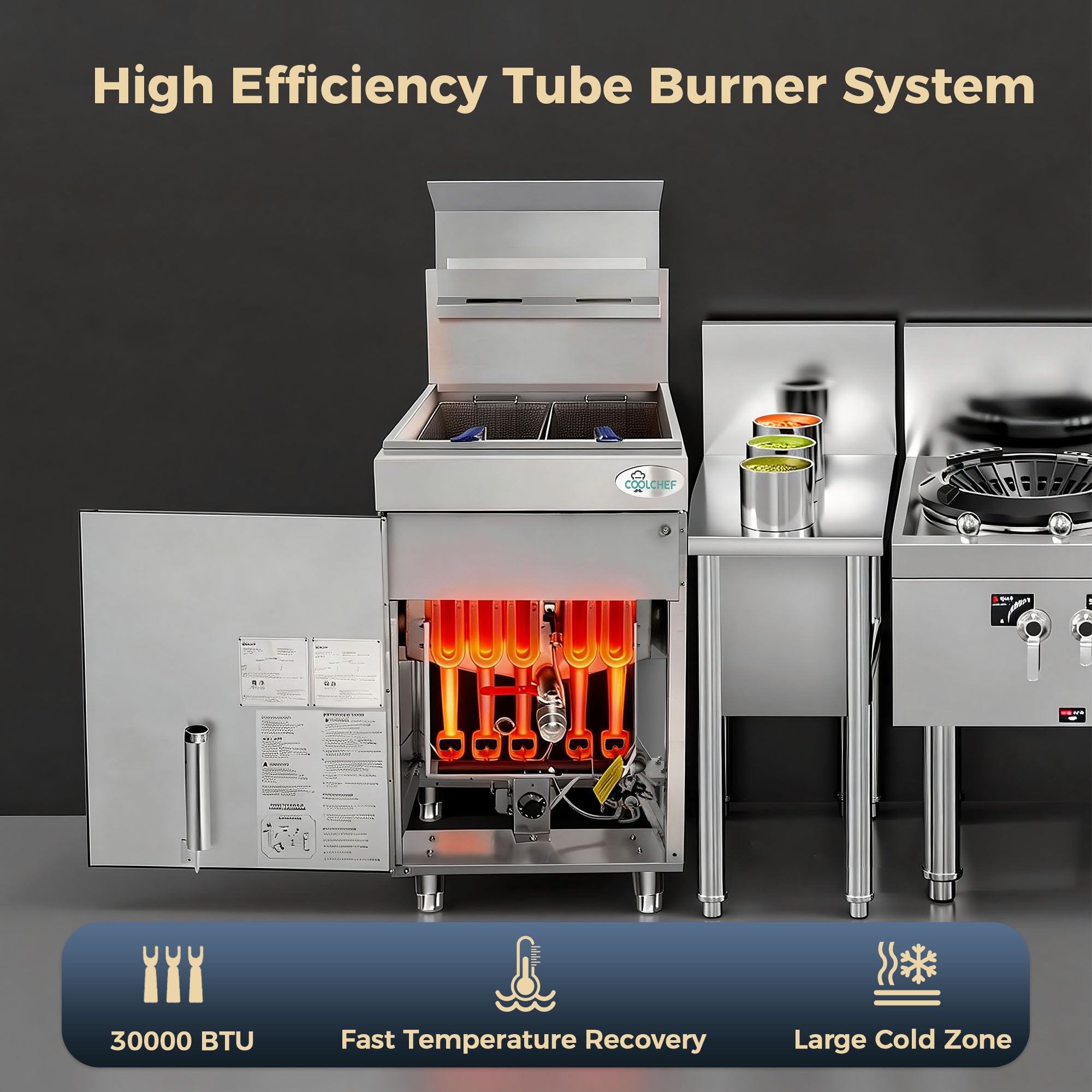 150,000 BTU 5 Burner Commercial Gas Fryer 75-80 lb Natural Gas