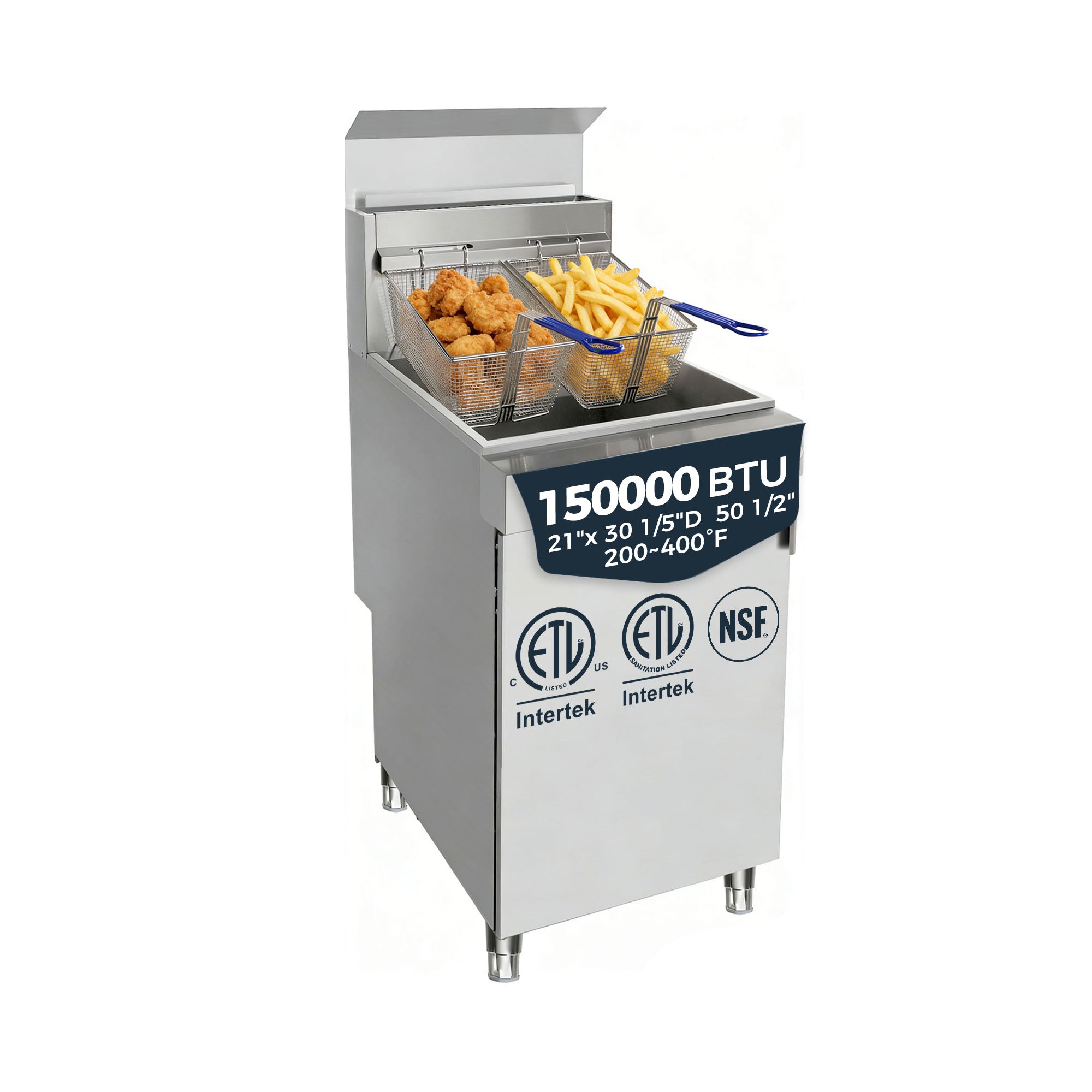 150,000 BTU 5 Burner Commercial Gas Fryer 75-80 lb Natural Gas
