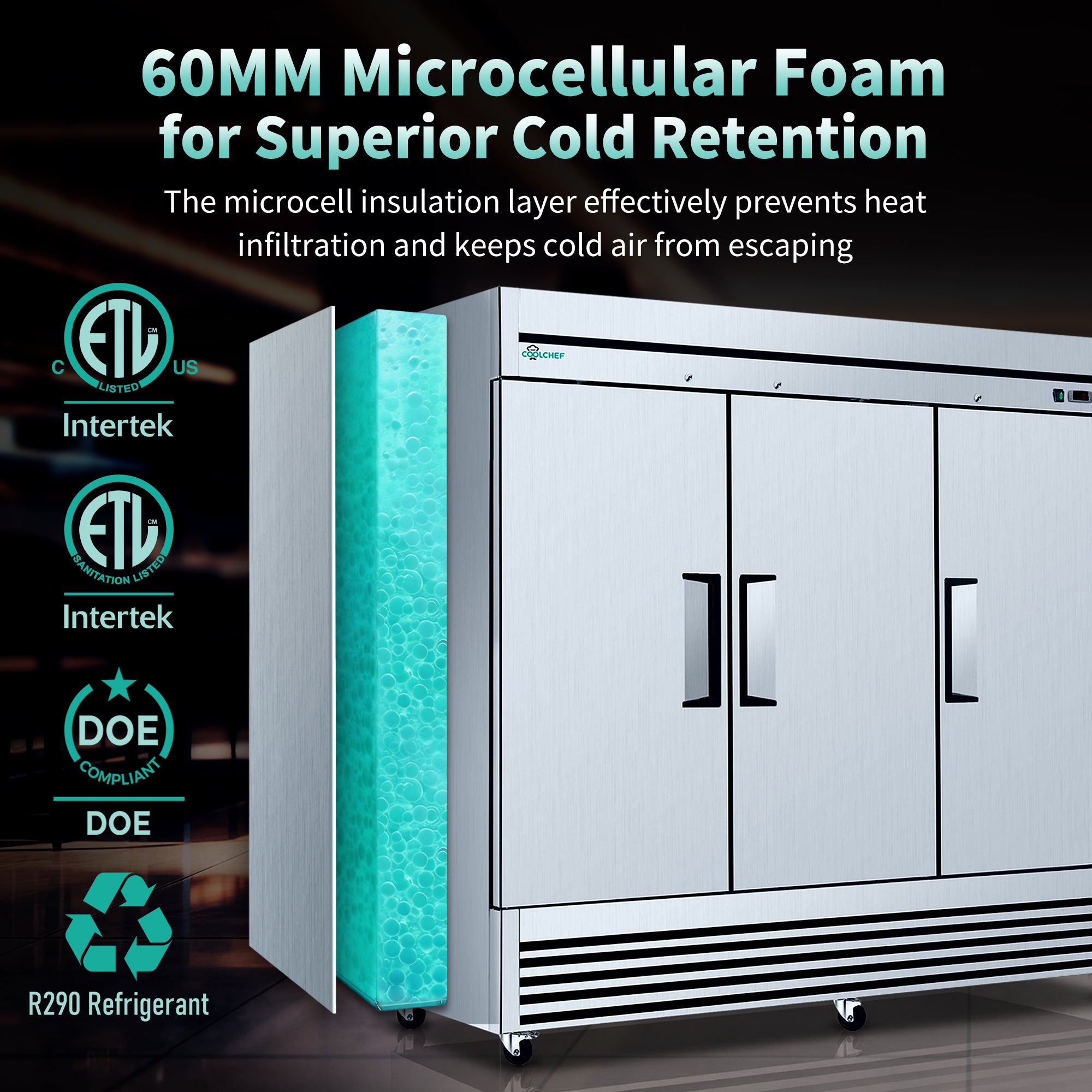 72 Cu Ft 3 Door Commercial Reach In Freezer ETL