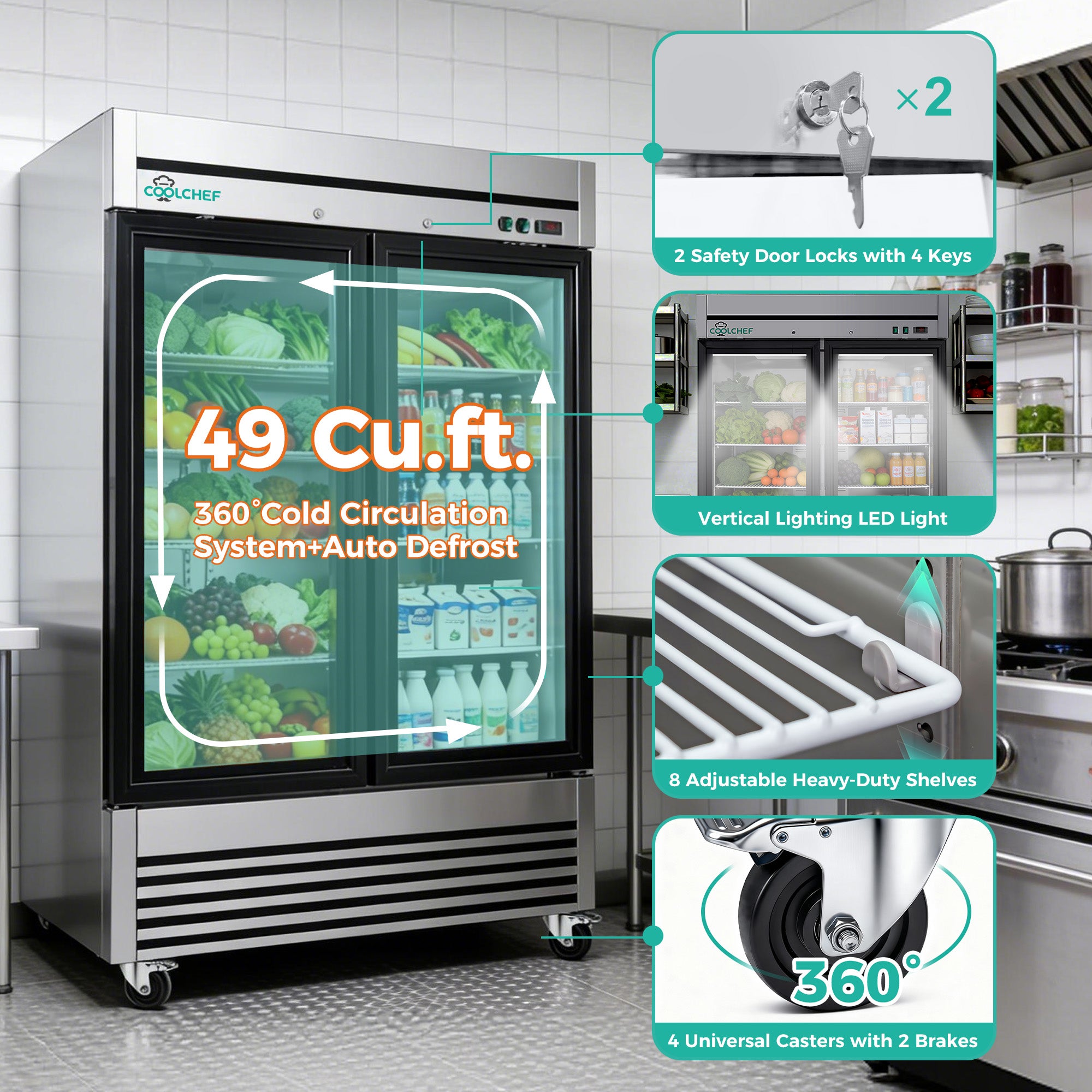 49 Cu Ft Commercial Glass Door Merchandiser 33-40°F ETL