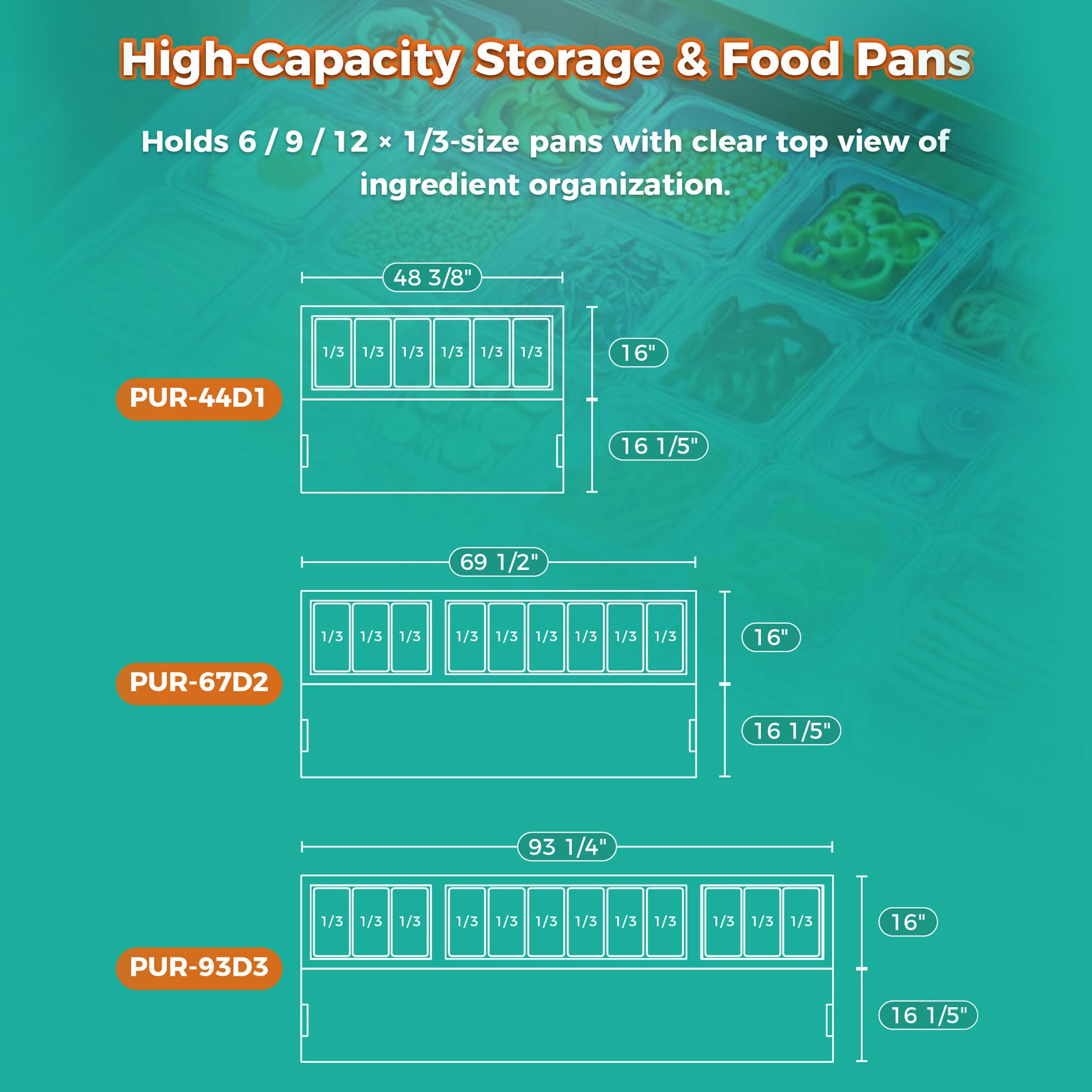 COOLCHEF 48" Pizza Prep Table Refrigerator