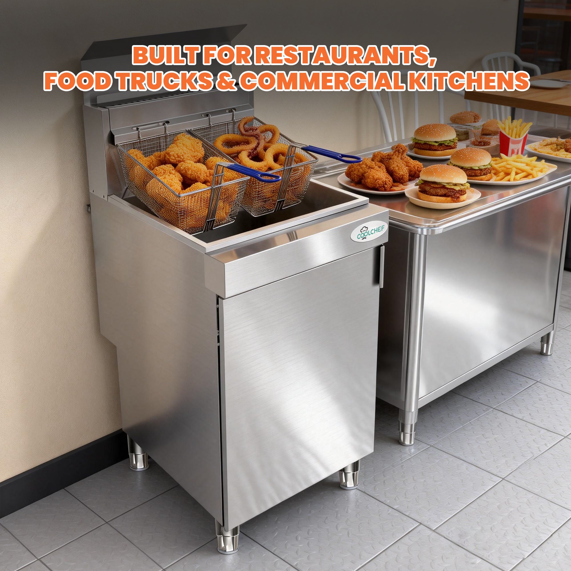 150,000 BTU 5 Burner Commercial Gas Fryer 75-80 lb LP